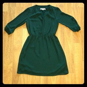 Loft dress, super cute, green and black.